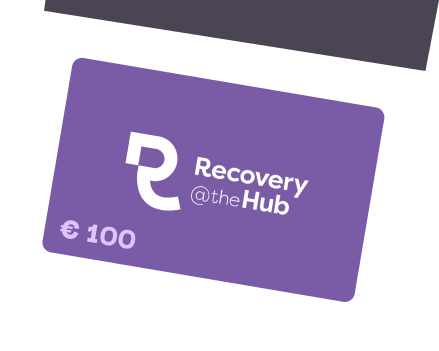 A colorful mockup featuring a gift card holder and a design folder showcasing abstract shapes on a purple background.