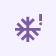 A purple circular loading icon featuring a snowflake and an exclamation mark, indicating a message or alert in a user interface.